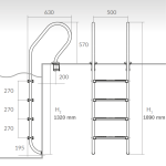 ESCALERA 4 PELDAÑOS ACERO INOXIDABLE VULCANO - Imagen 3