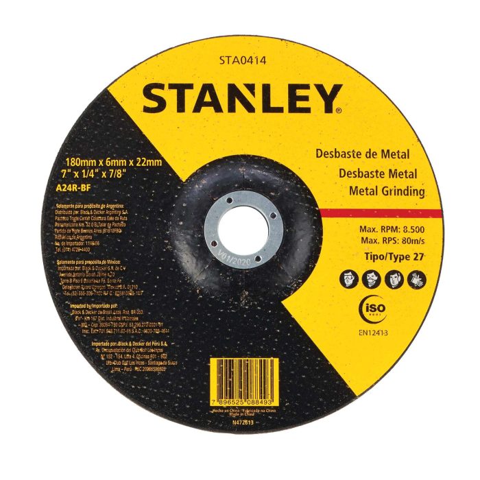 DISCO DESBASTE METAL 7’’ (178 x 6 x 22 mm) Tipo 27 STANLEY - Imagen 1