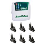 KIT RIEGO PROGRAMADOR 6 ESTACIONES INTERIOR RAIN BIRD RZX6 + 6 VALVULAS RAIN BIRD 100DV S/CF