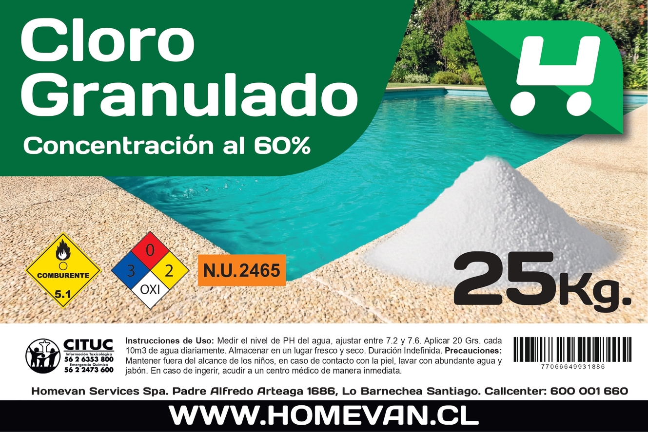 etiqueta cloro granulado 25kg